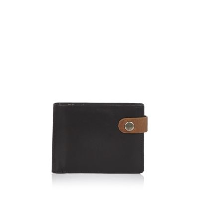 Black leather popper wallet